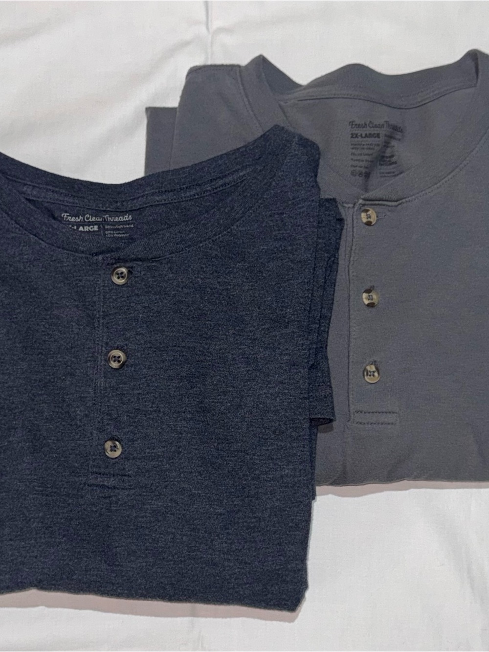 Men's Short-Sleeve Henley in Navy and Gray